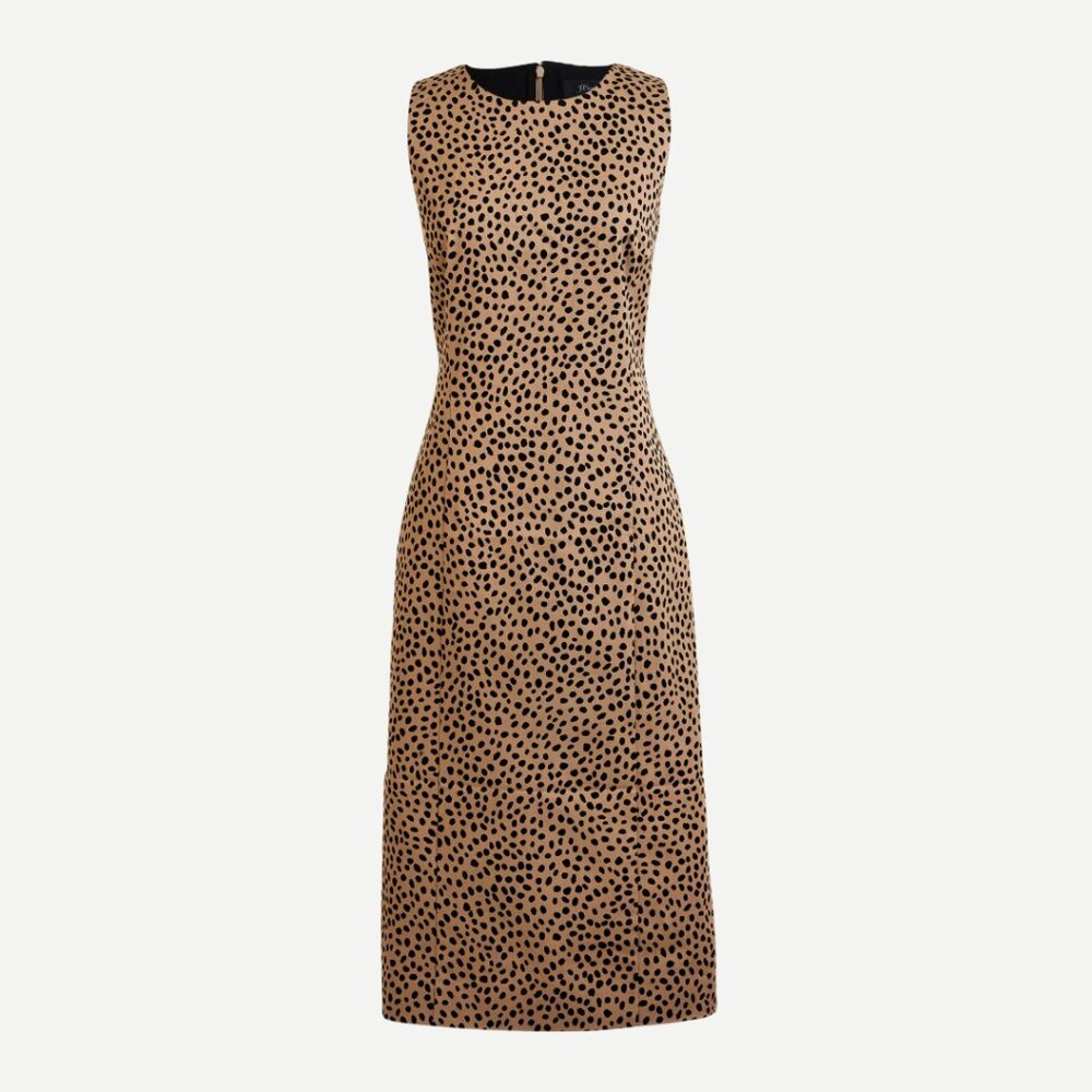 NWT J. Crew Leopard Animal Print Sheath Dress Career Minimalist Quiet Luxury